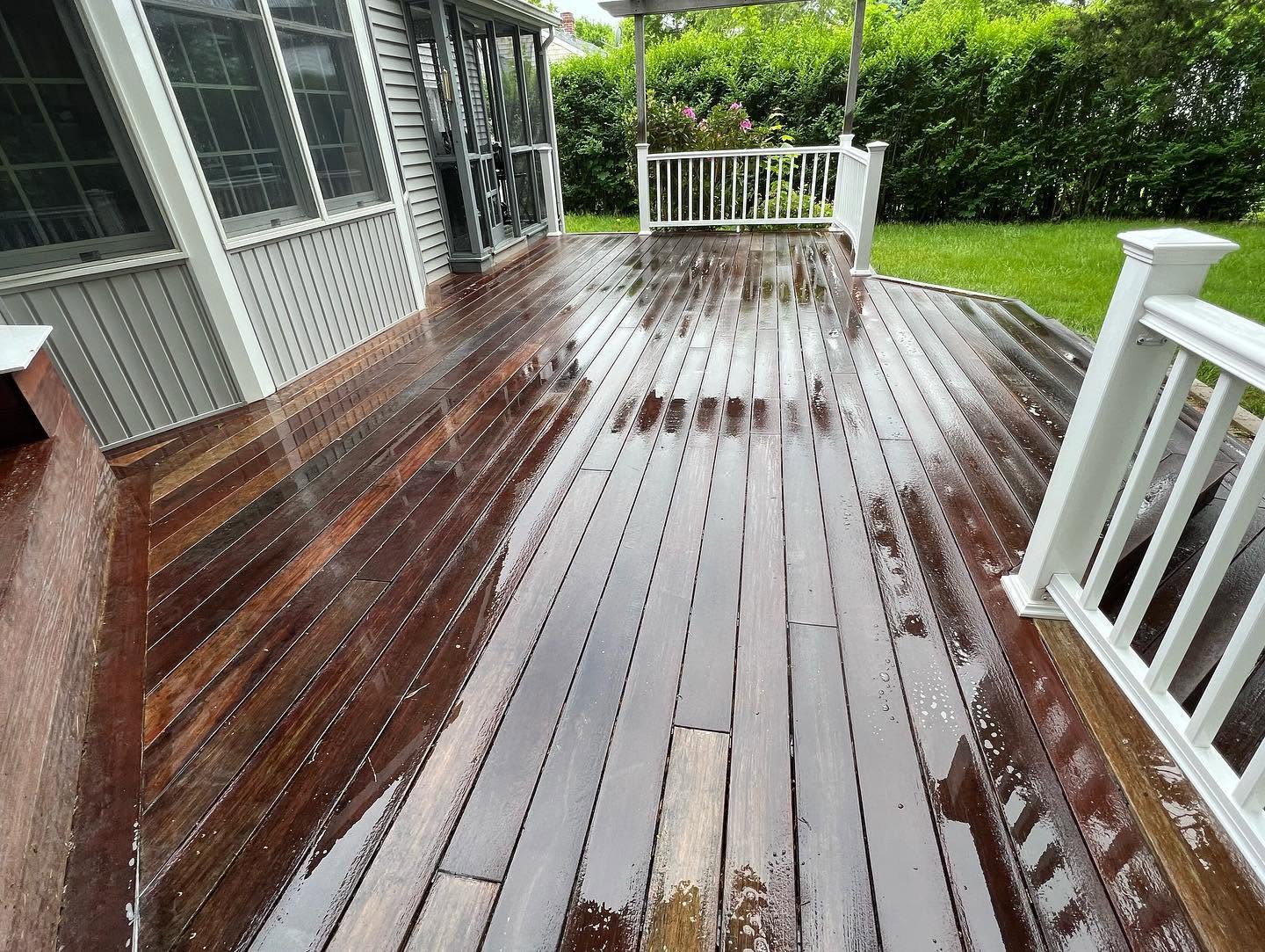 Deck cleaning and wood restoration in Mystic, Connecticut